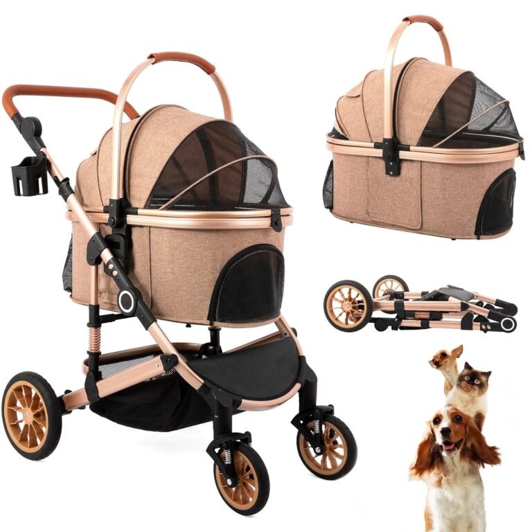 Pet Stroller with 4 Wheels 2 jkh HouseWithJoy